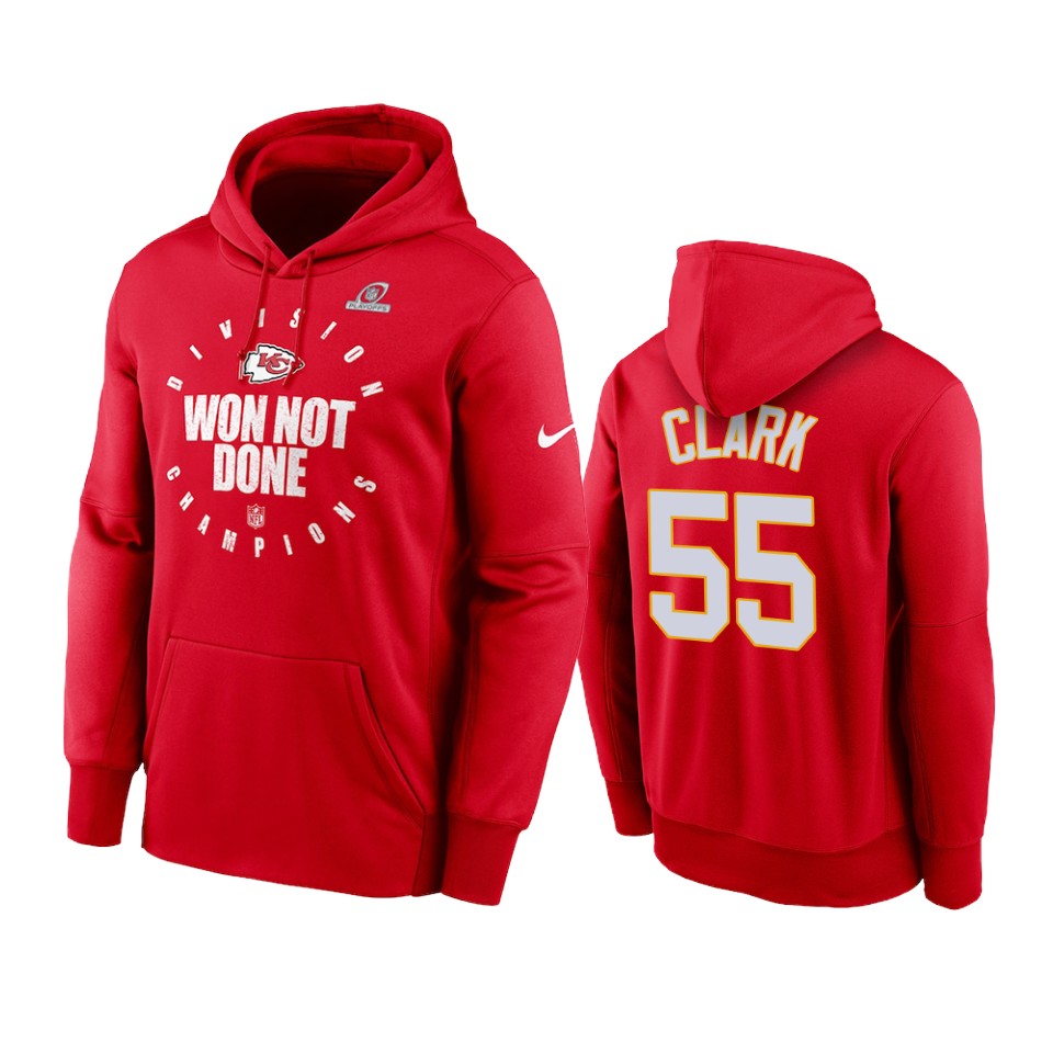 frank clark chiefs red 2020 afc west division champions hoodie