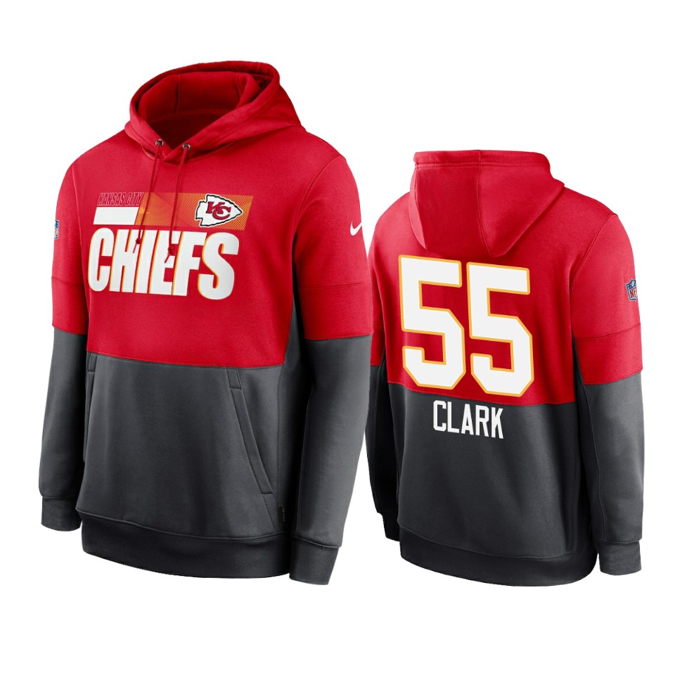 frank clark chiefs red charcoal sideline impact lockup hoodie