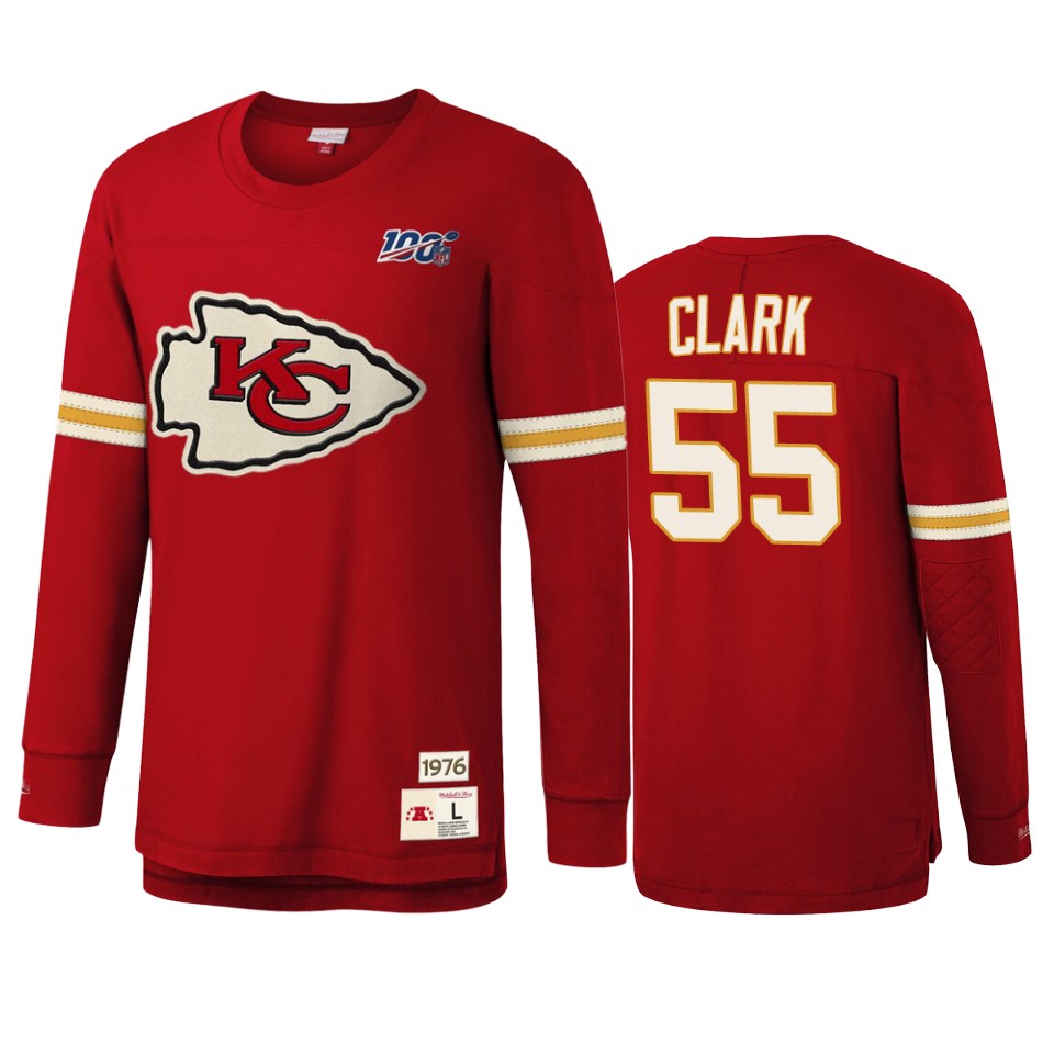 frank clark chiefs red nfl 100 long sleeve t shirt