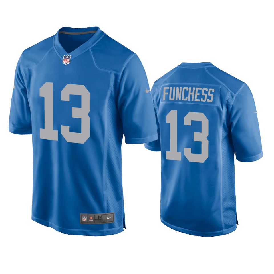 funchess lions throwback game blue jersey