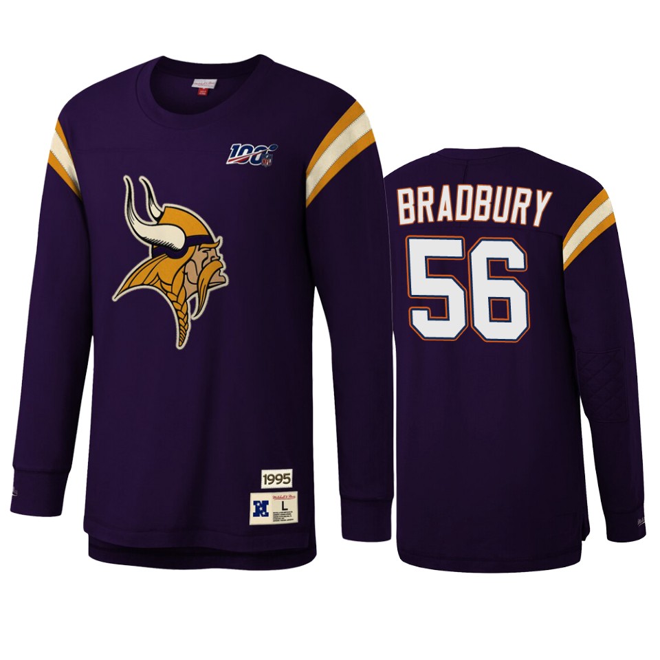 garrett bradbury vikings purple nfl 100 long sleeve t shirt