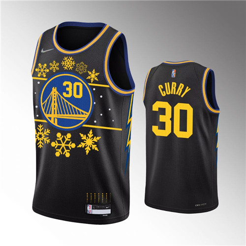 golden state warriors stephen curry black 2021-22 christmas gift nba 75th jersey