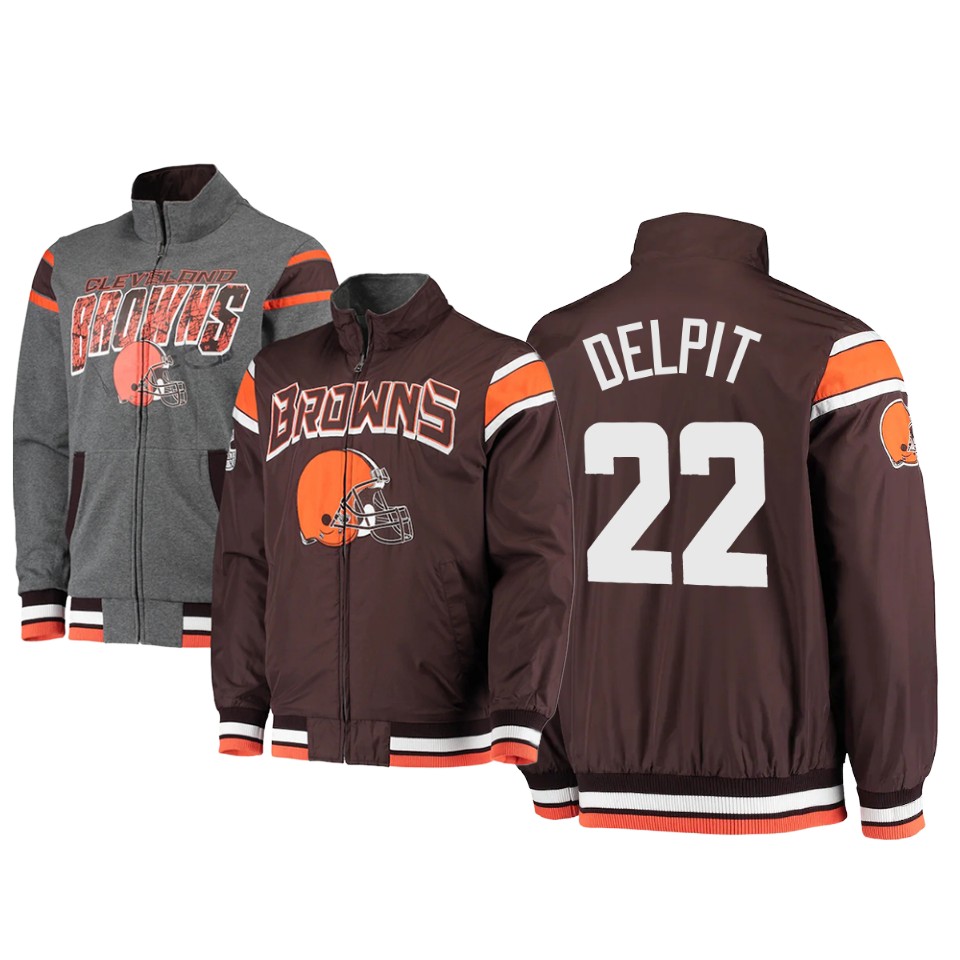 grant delpit browns brown charcoal offside reversible full zip jacket