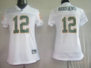 green bay packers 12 aaron rodgers white women jerseys