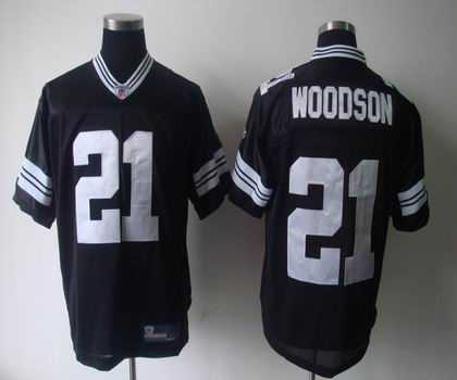 NFL Green Bay Packers 21 charles woodson full black jerseys-1