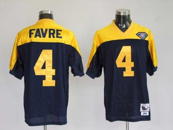 NFL Green bay packers 4 brett favre blue yellow throwback jerseys
