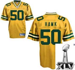 NFL Green bay packers 50 a.j.hawk yellow {2011 super bowl xlv }