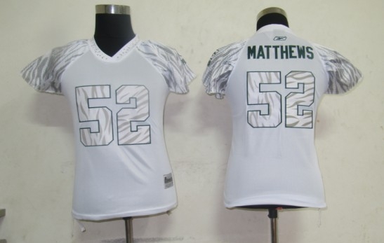 green bay packers 52 matthews white women zebra field flirt fashion jersey
