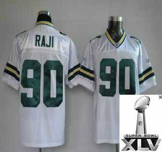 NFL Green Bay Packers 90 Raji White Jersey {2011 Super Bowl Xlv }