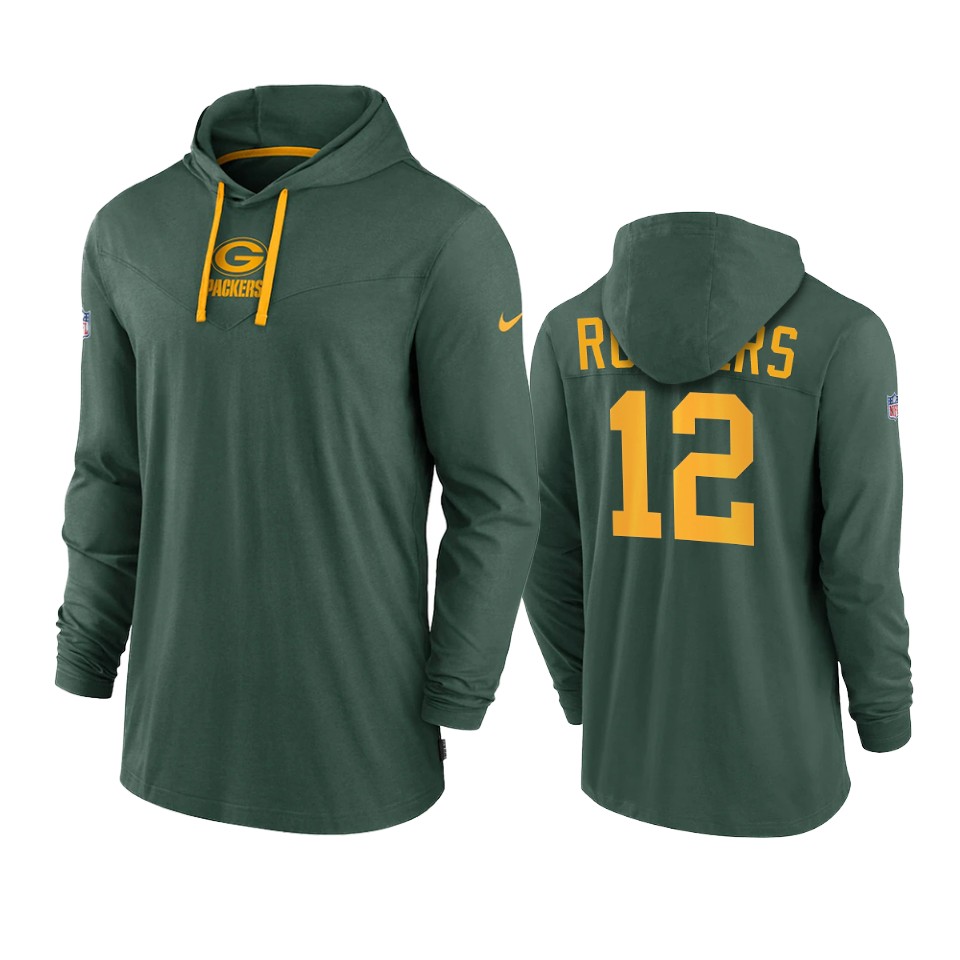 green bay packers aaron rodgers green sideline performance hoodie tri blend t shirt