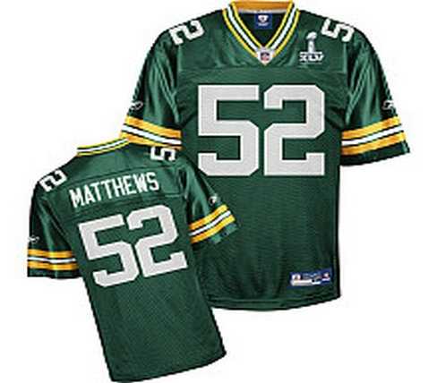 NFL Green Bay Packers Clay Matthews 52 Super Bowl Xlv Team Color Jersey