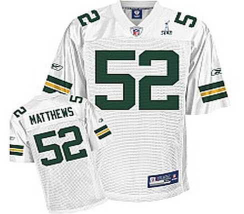 NFL Green bay packers clay matthews 52 super bowl xlvwhite jersey