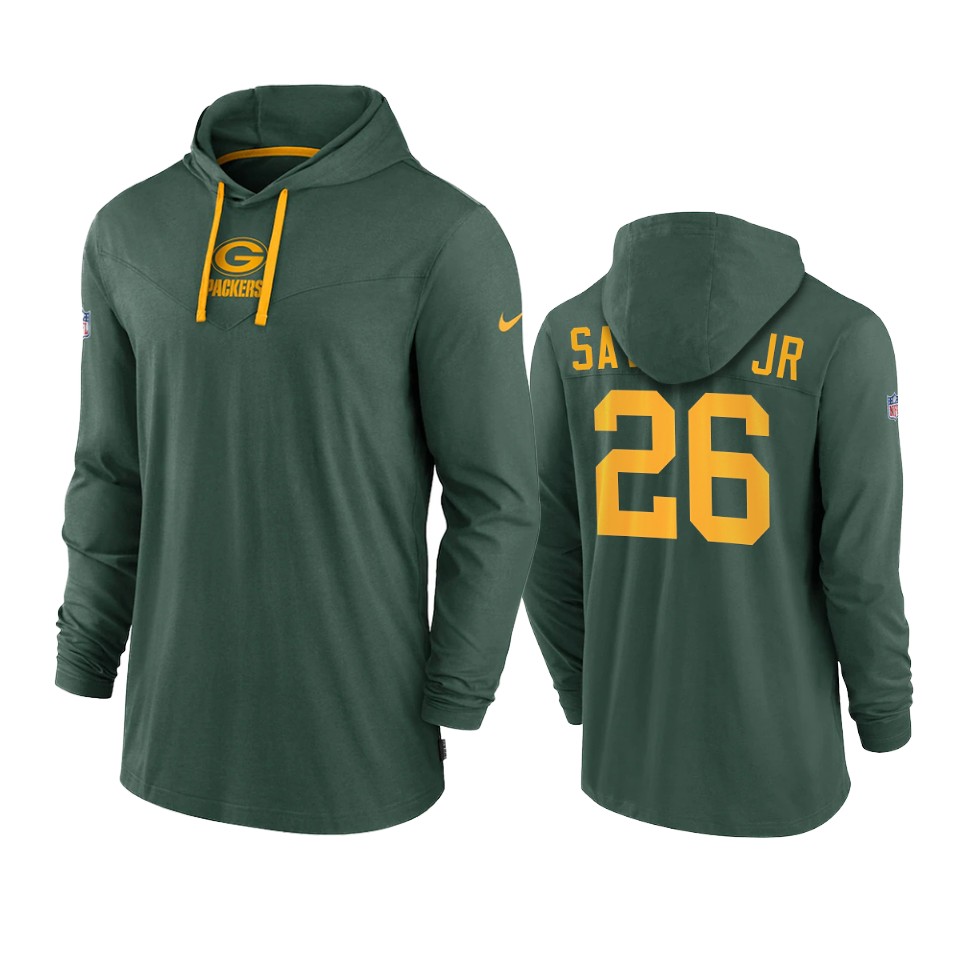 green bay packers darnell savage jr. green sideline performance hoodie tri blend t shirt