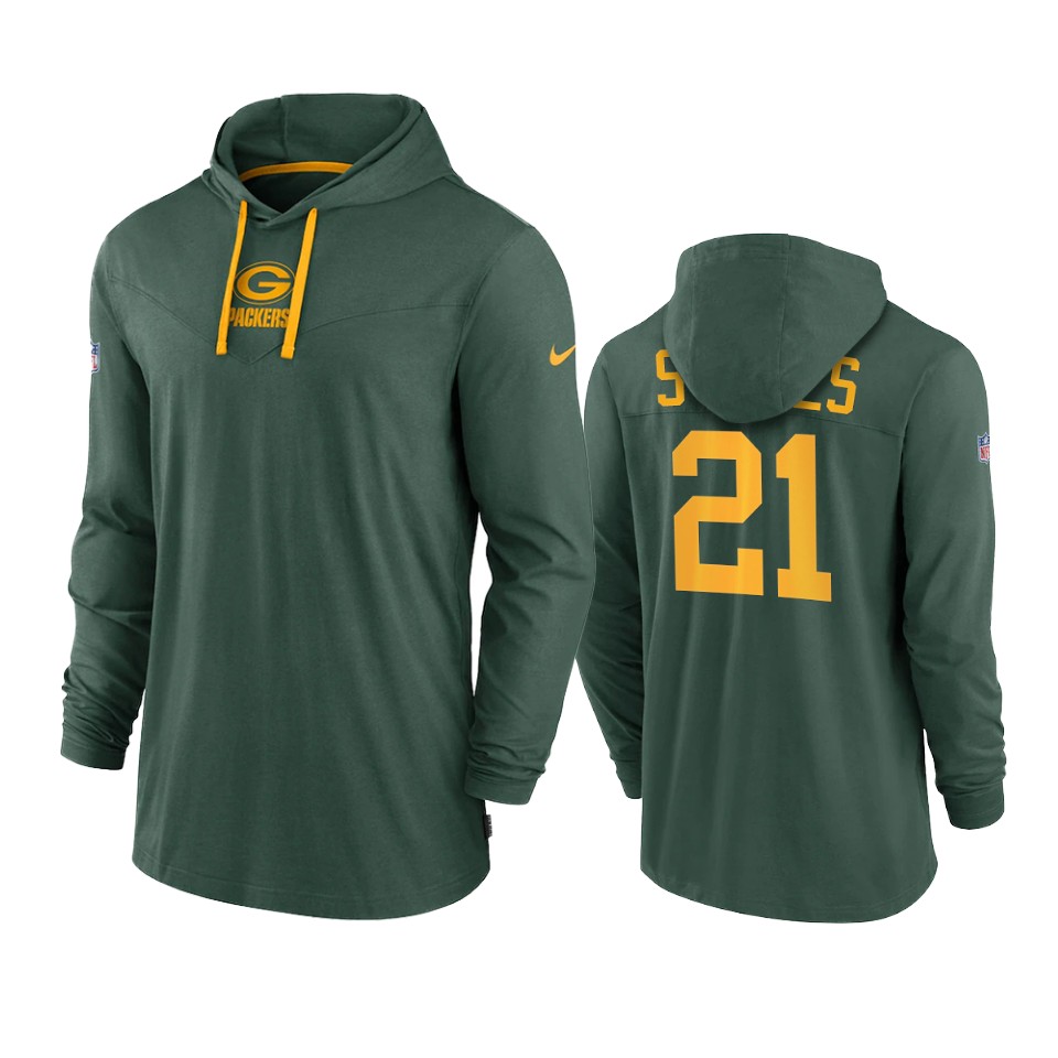 green bay packers eric stokes green sideline performance hoodie tri blend t shirt