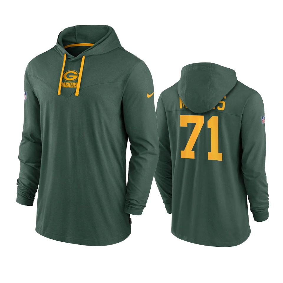 green bay packers josh myers green sideline performance hoodie tri blend t shirt