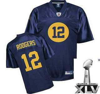 Green Bay Packers #12 Aaron Rodgers Navy Jerseys {2011 Super Bowl Xlv }