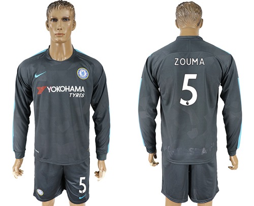 helsea #5 Zouma Sec Away Long Sleeves Soccer Club Jersey