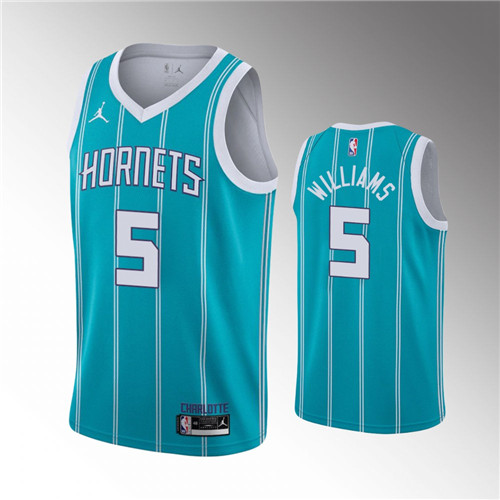 Charlotte Hornets Mark Williams Icon Edition Teal stitched Jersey #5