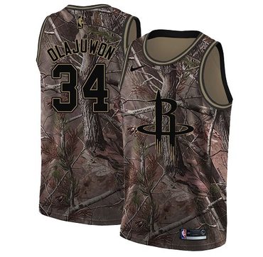 ike Rockets #34 Hakeem Olajuwon Camo Women's NBA Swingman Realtree Collection Jersey