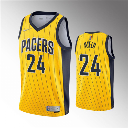 Indiana Pacers Buddy Hield Earned Edition Gold stitched Jersey #24