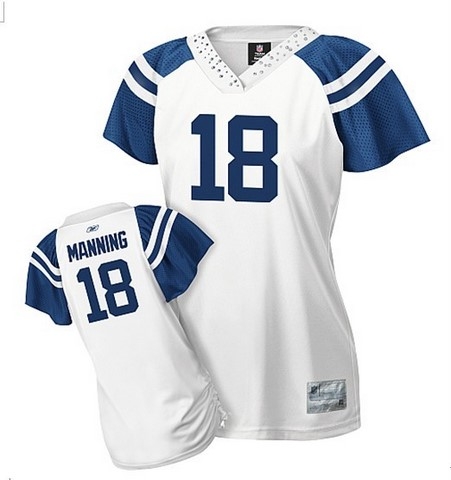 indianapolis colts 18 superbowl peyton manning white women jerseys