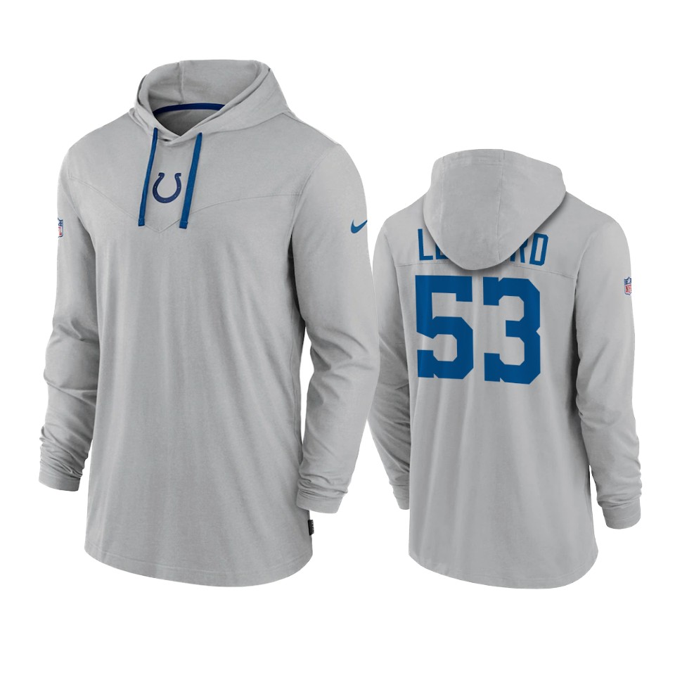 indianapolis colts darius leonard gray sideline performance hoodie tri blend t shirt