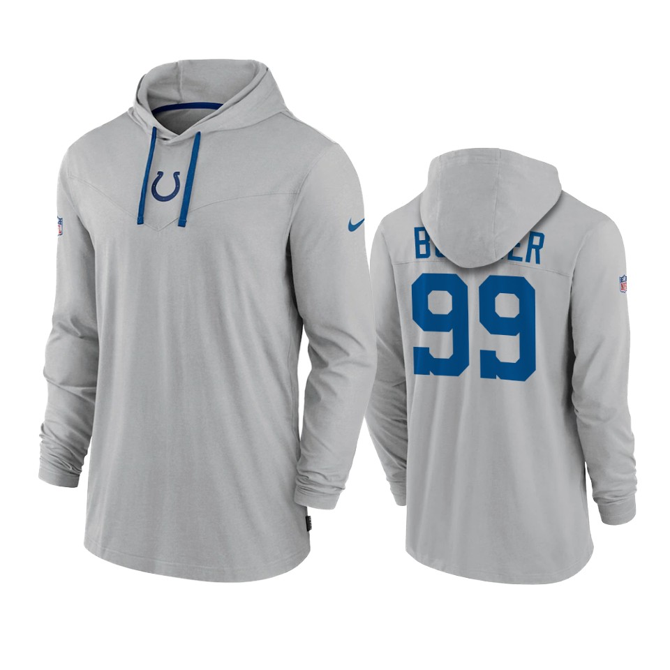 indianapolis colts deforest buckner gray sideline performance hoodie tri blend t shirt