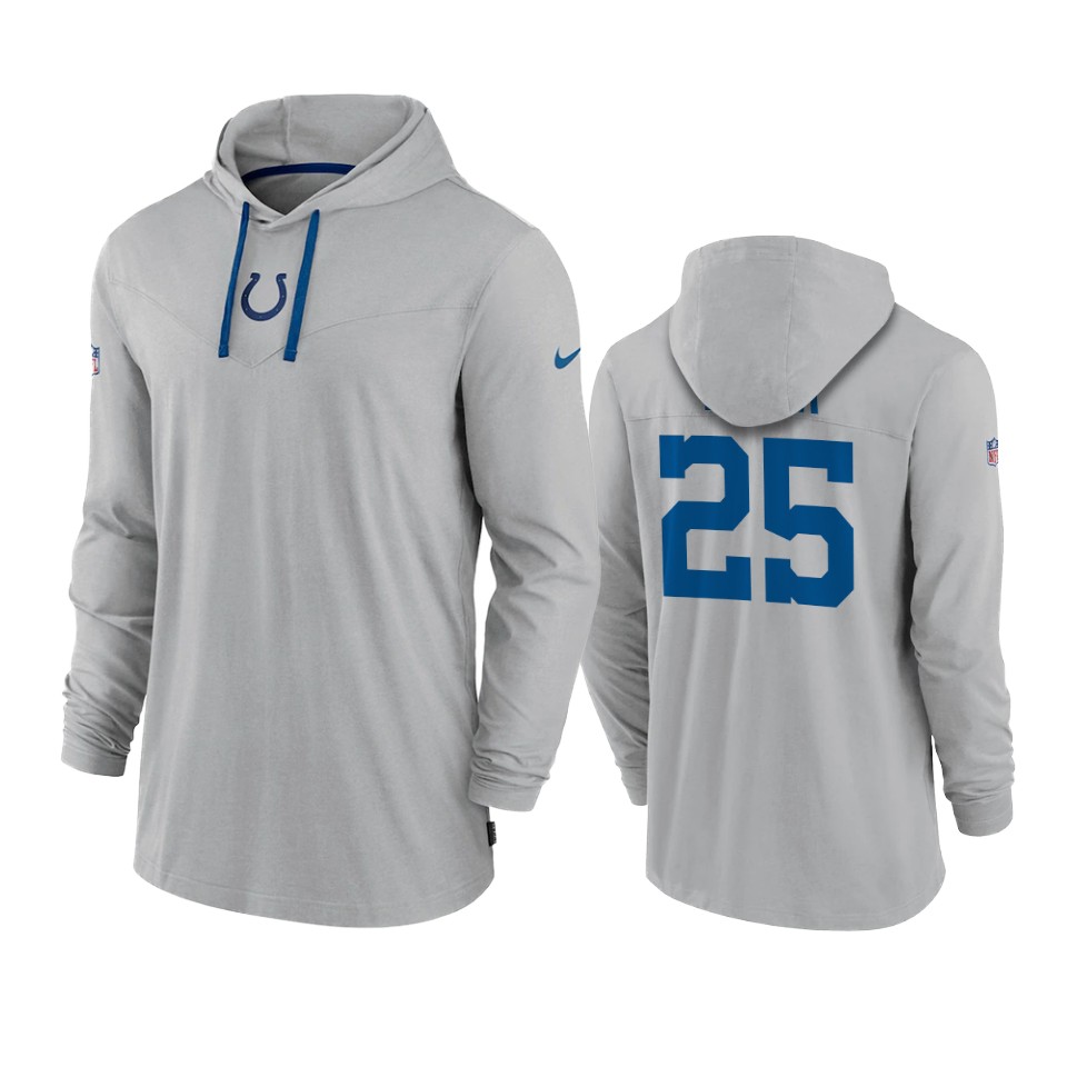 indianapolis colts marlon mack gray sideline performance hoodie tri blend t shirt