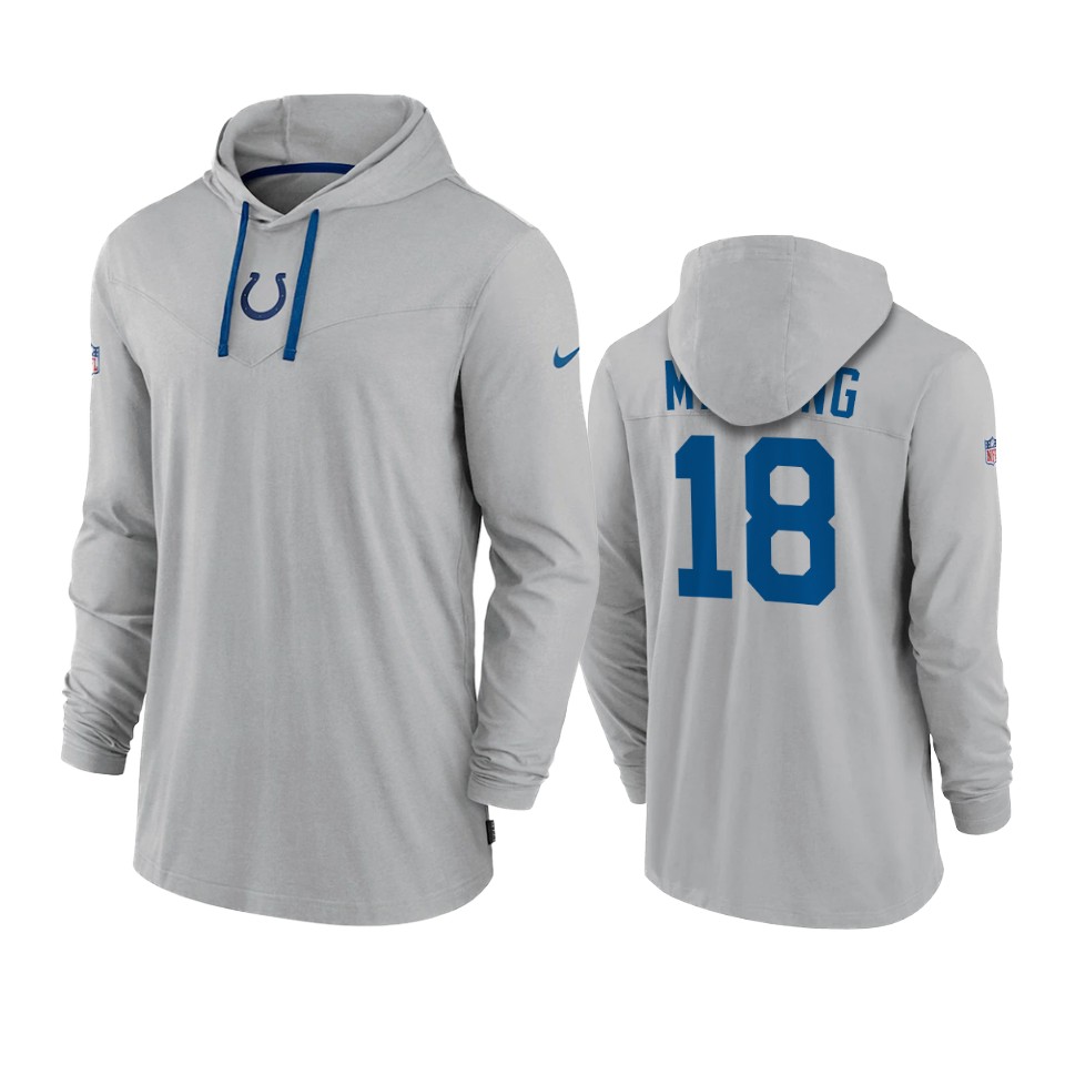 indianapolis colts peyton manning gray sideline performance hoodie tri blend t shirt