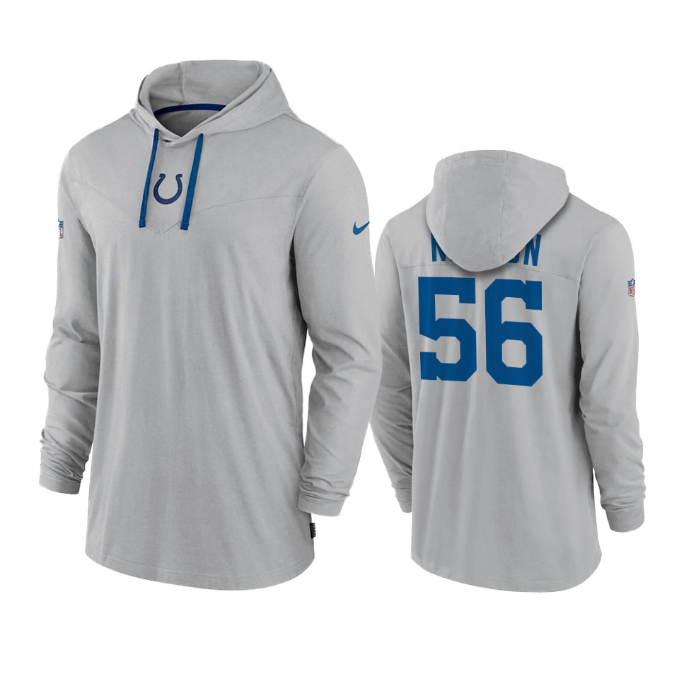 indianapolis colts quenton nelson gray sideline performance hoodie tri blend t shirt