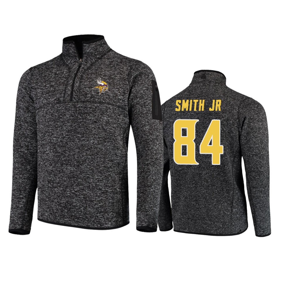 irv smith jr. vikings heather black fortune quarter zip jacket