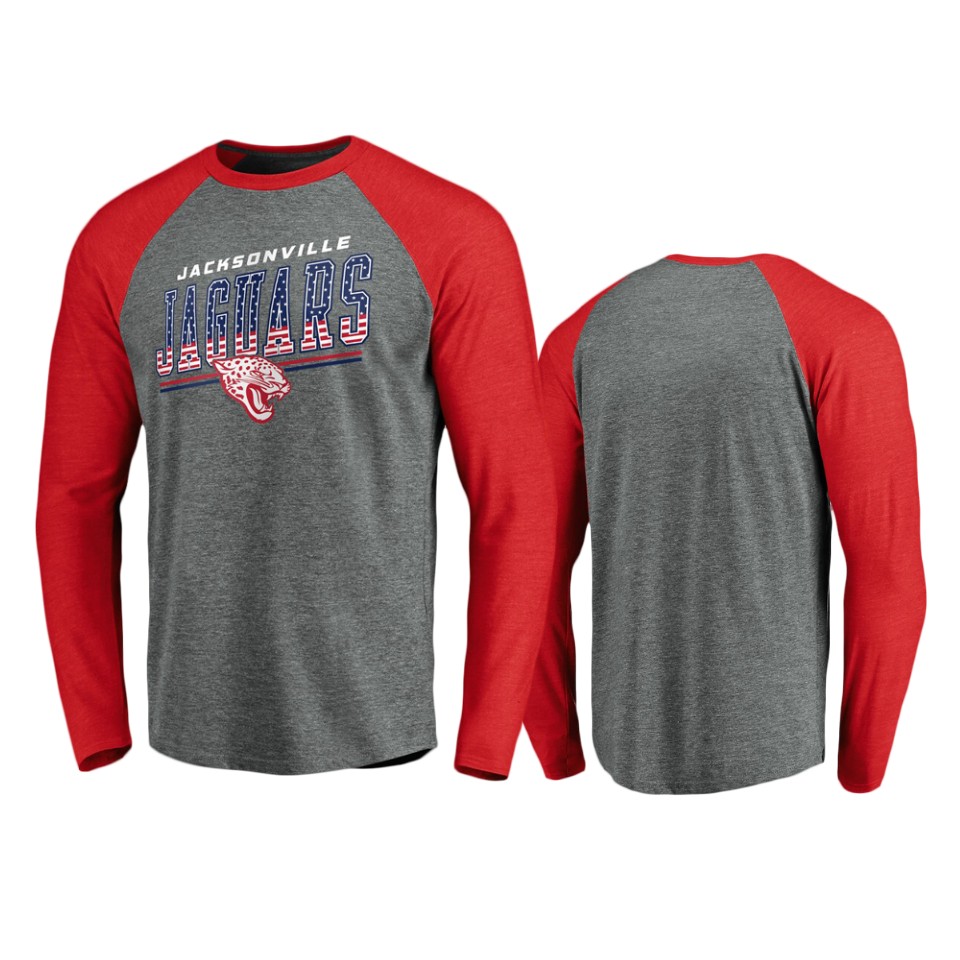 jaguars heathered gray team freedom tri blend raglan t shirt