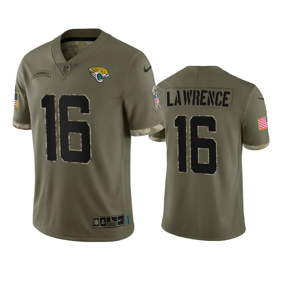 jaguars trevor lawrence olive limited 2022 salute to service jersey