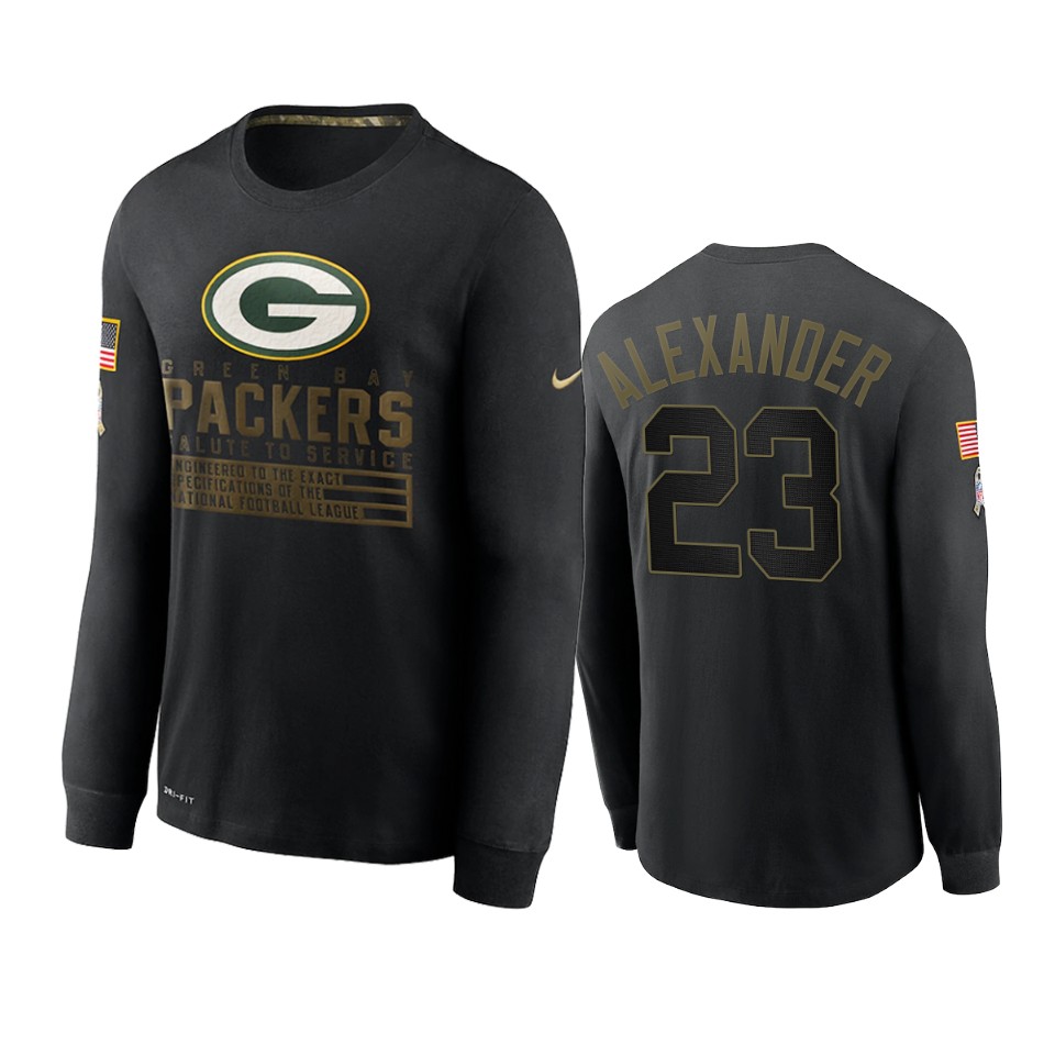 jaire alexander packers black 2020 salute to service sideline performance long sleeve t shirt