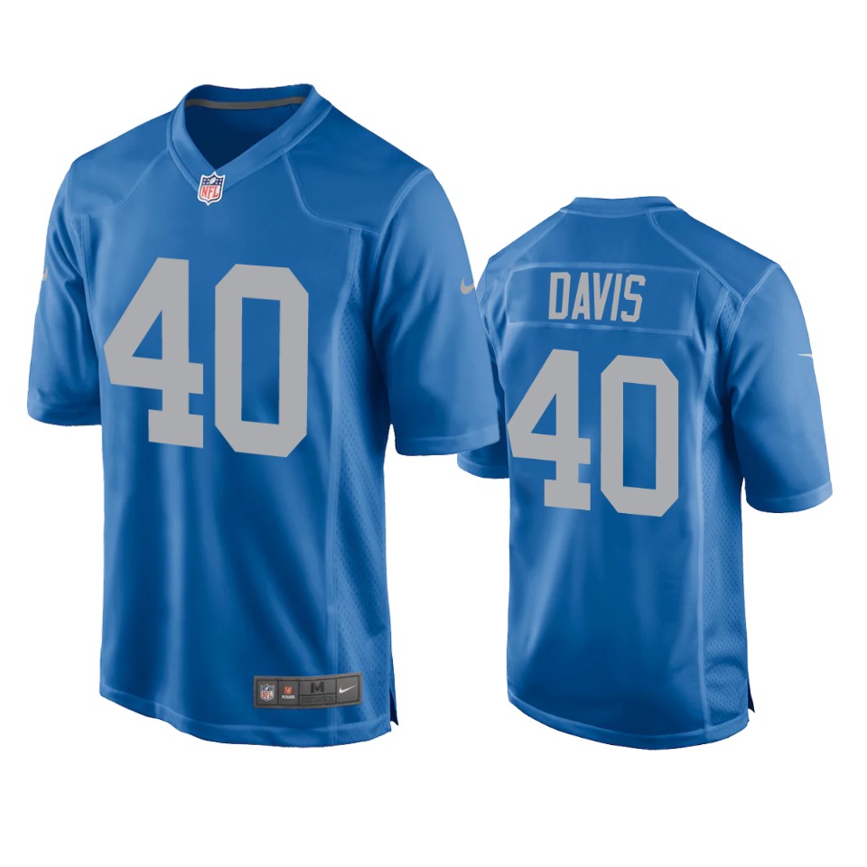 jarrad davis lions blue throwback game jersey