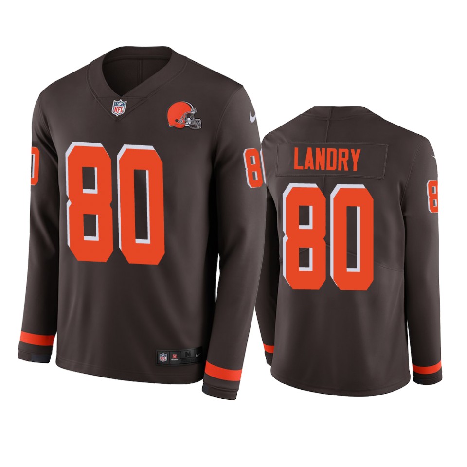 jarvis landry browns brown therma long sleeve jersey