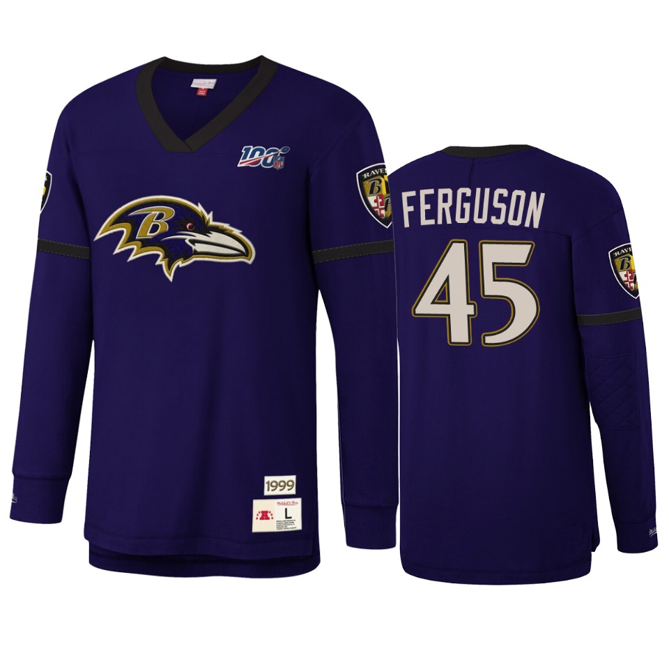 jaylon ferguson ravens purple nfl 100 long sleeve t shirt