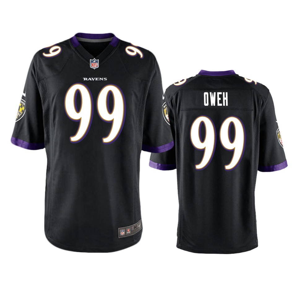 jayson oweh ravens black game jersey