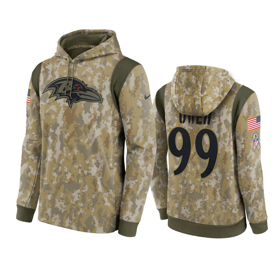 jayson oweh ravens camo 2021 salute to service therma hoodie