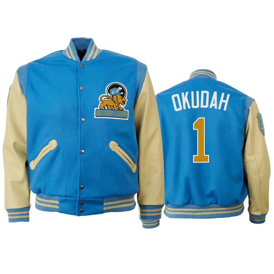 jeff okudah lions light blue authentic vintage jacket