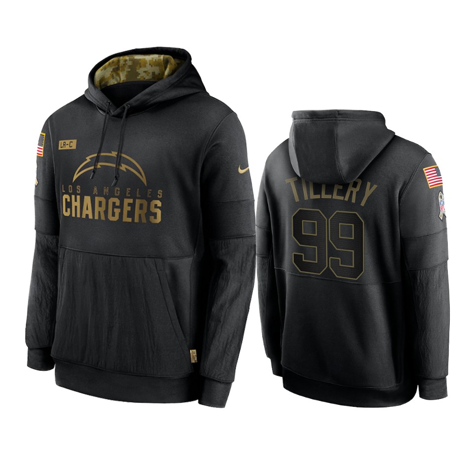 jerry tillery chargers black 2020 salute to service sideline performance hoodie