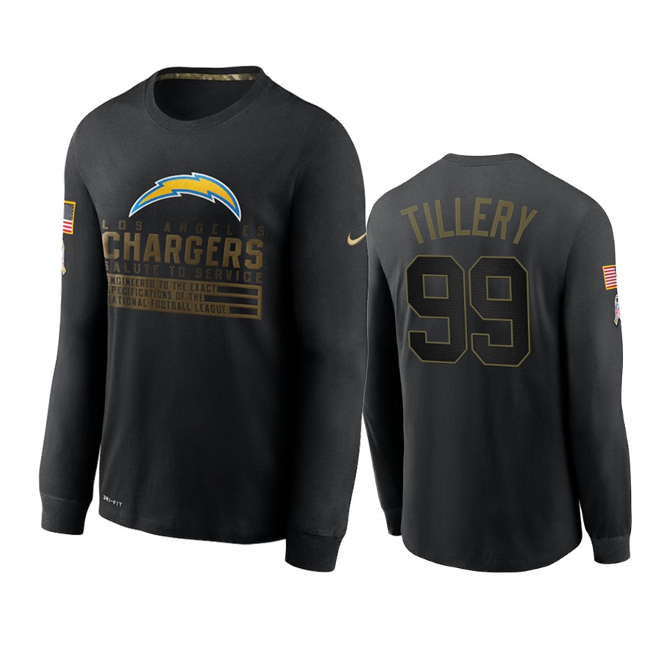 jerry tillery chargers black 2020 salute to service sideline performance long sleeve t shirt