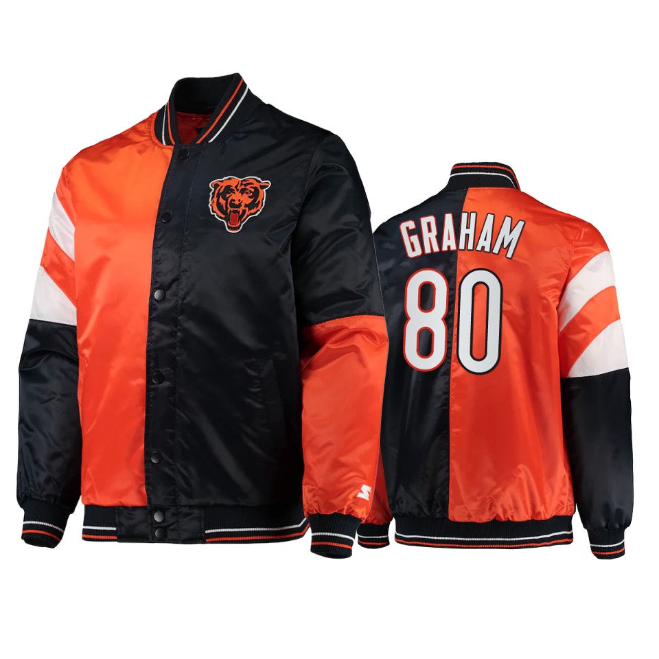 jimmy graham bears navy orange split leader varsity jacket