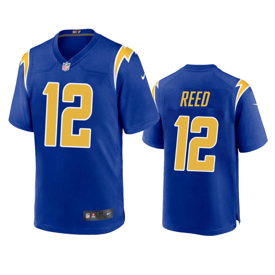 joe reed chargers royal alternate game jersey