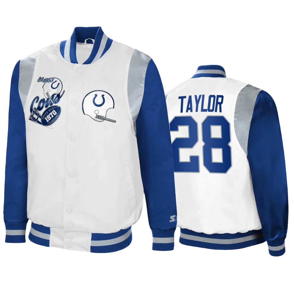 jonathan taylor colts white royal retro the all american full snap jacket 0a