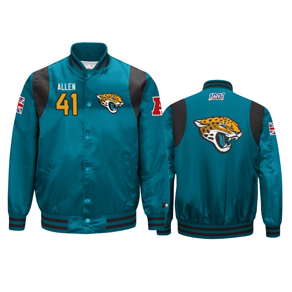 josh allen jaguars teal 2019 nfl london game nfl 100 full zip jacket