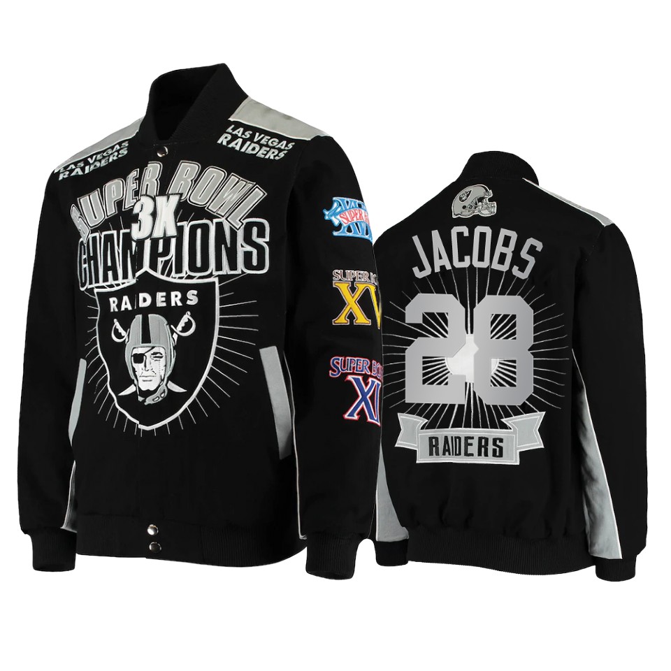 josh jacobs raiders navy super bowl champions extreme triumph commemorative jacket