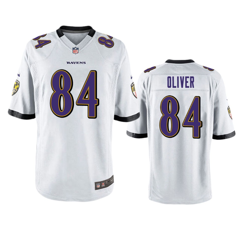 josh oliver ravens white game jersey