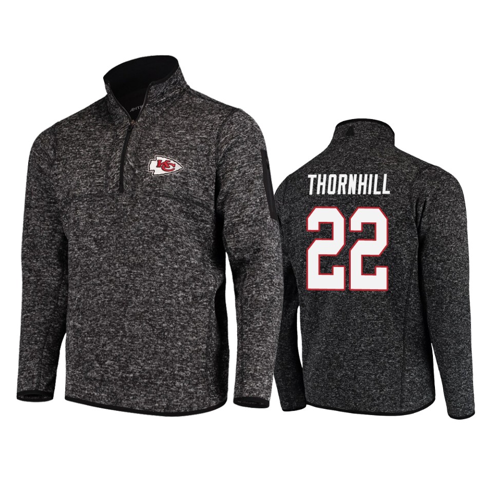 juan thornhill chiefs heather black fortune quarter zip jacket