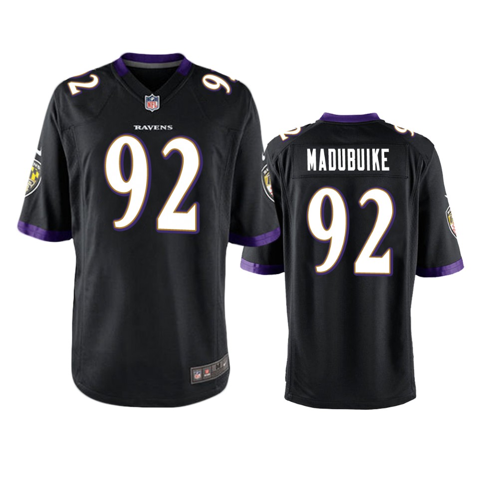justin madubuike ravens black game jersey